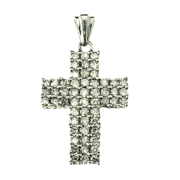 14 Karat White Gold Diamond Cross Pendant #20758 - Picture 1 of 8